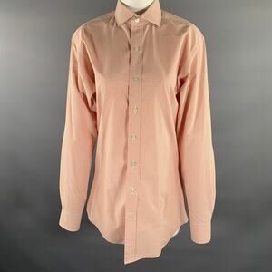 HAMILTON Size S Orange Off White Plaid Cotton Spread Collar Long Sleeve Shirt